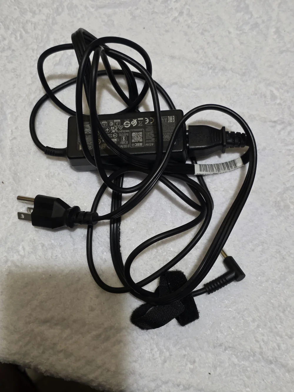 HP Black 45W Laptop AC Adapter with Attached Cable